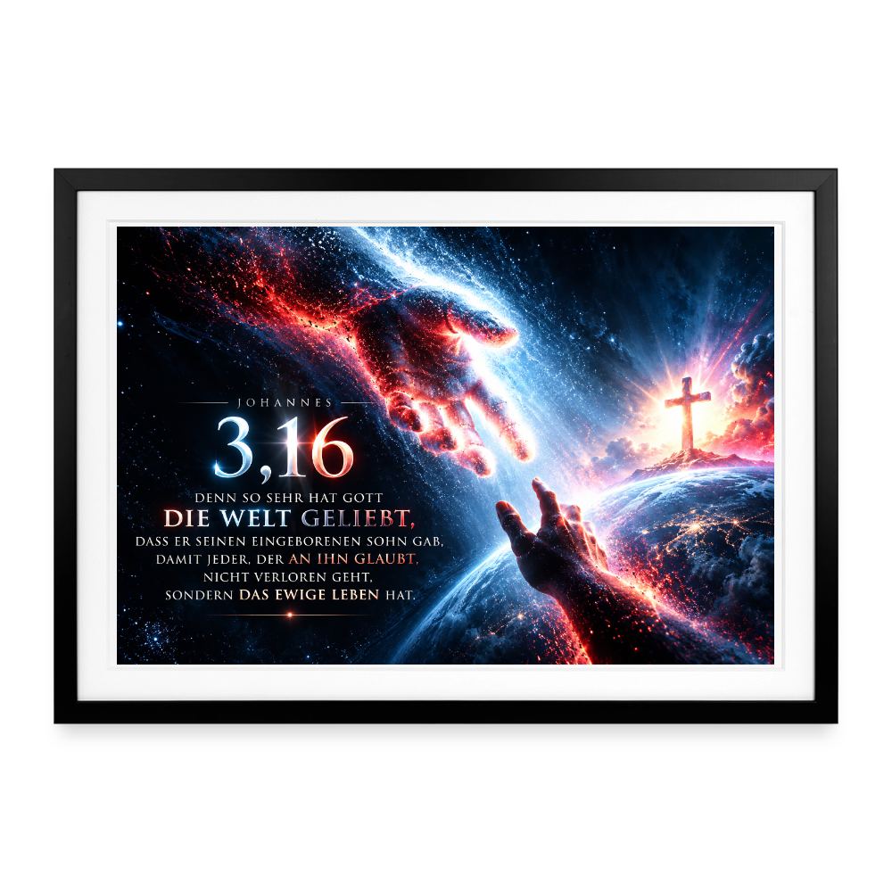 Joh 3,16 Poster mit Bibelvers (69 × 49 cm) - black