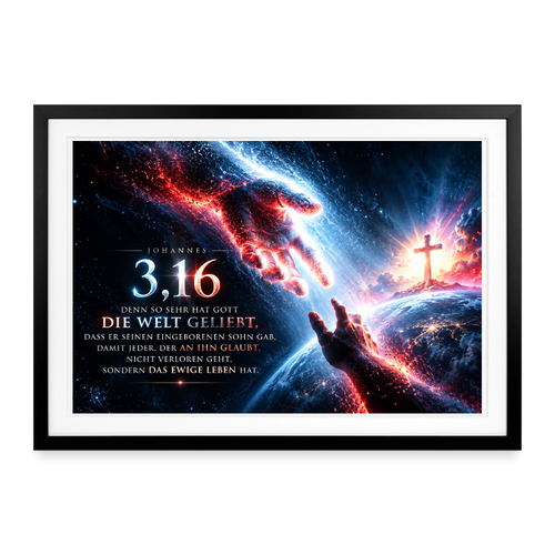 Joh 3,16 Poster mit Bibelvers (69 × 49 cm) - black