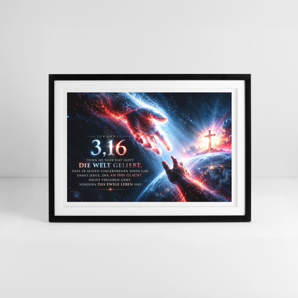 Joh 3,16 Poster mit Bibelvers (69 × 49 cm) - black