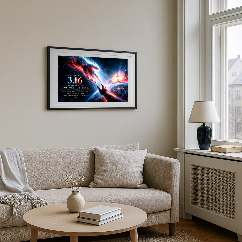 Joh 3,16 Poster mit Bibelvers (69 × 49 cm) - black