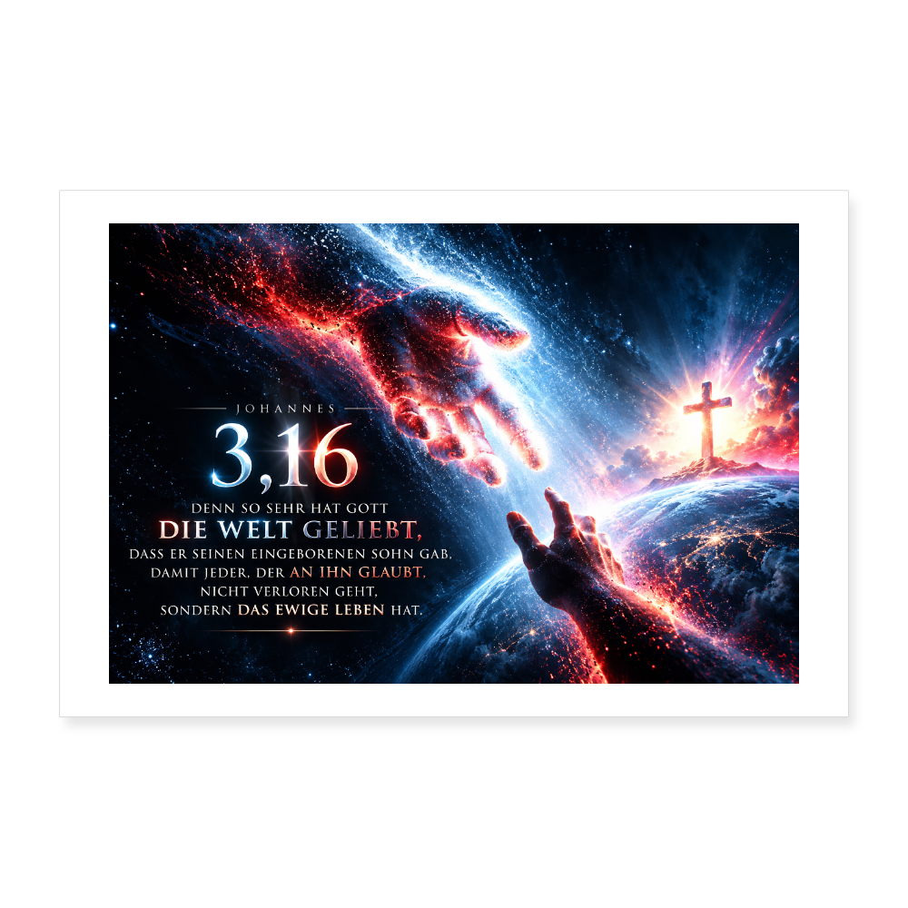 Johannes 3,16 – Gottes Liebe | Christliches Wandposter 12" x 8" (30x20 cm) - white
