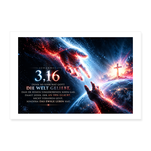 Johannes 3,16 – Gottes Liebe | Christliches Wandposter 12" x 8" (30x20 cm) - white