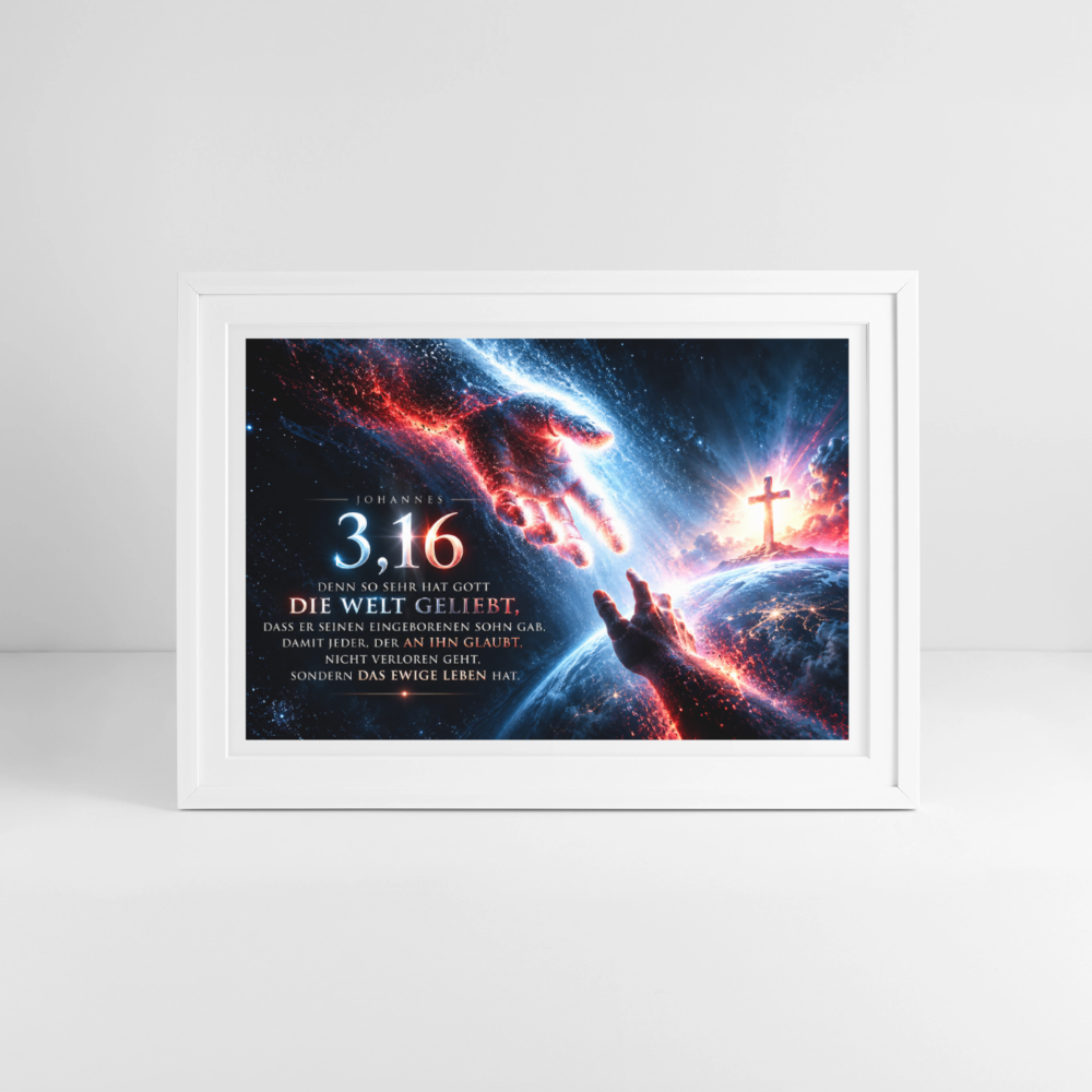 Joh 3,16 Poster mit Bibelvers (69 × 49 cm) - white