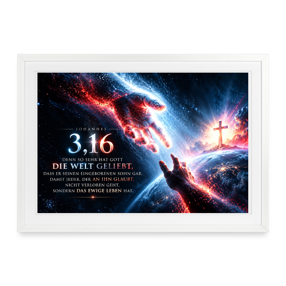 Joh 3,16 Poster mit Bibelvers (69 × 49 cm) - white