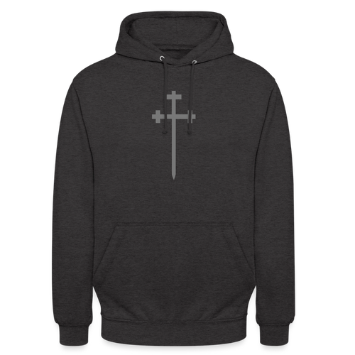 Unisex Hoodie | With Cross Symbol (printed) - charcoal grey